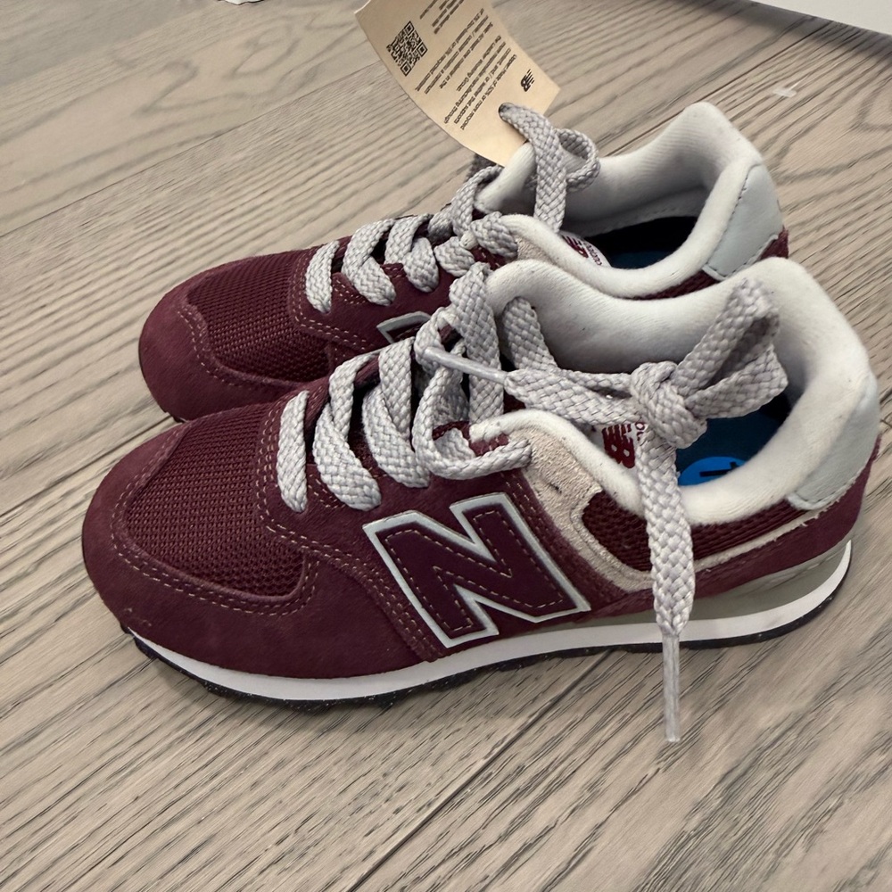 New Balance Kids' Maroon and Gray Sneakers